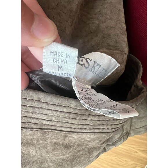 Charles Klein Coat Suede Leather Faux Fur Reversible Zip Up Hooded Brown Sz M - Picture 9 of 12